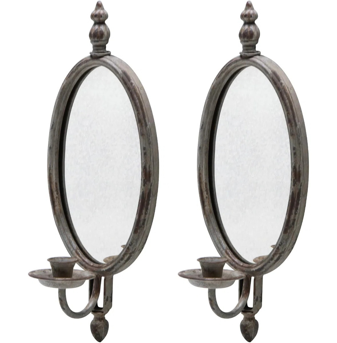 2PCS Antique Metal Candle Sconces Candlestick Holder Wall Mounted,Silver Gray | Wayfair North America