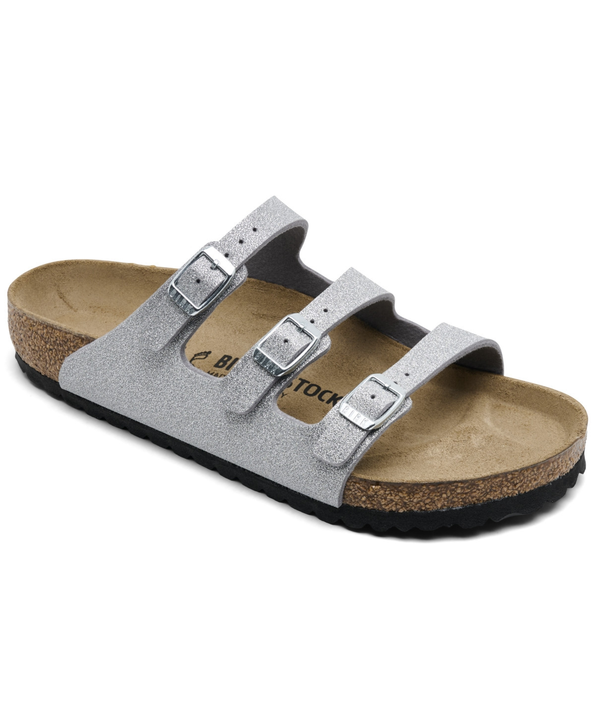 Birkenstock Women's Florida Birko-Flor Synthetics Sandals from Finish Line - Glitter Silver | Macy's