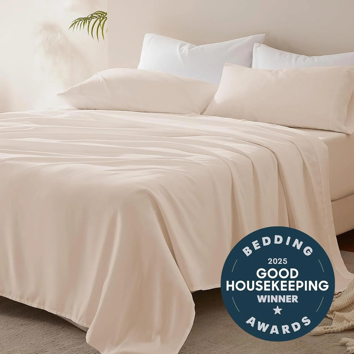 Super Soft Classic NanoTex® Cooling Sheets Set-Beige | Sleep Zone