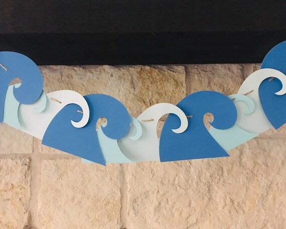 Blue Ocean Wave Paper Garland | Birthday Party, Baby Shower | Nautical, Beach, Pool, Summer, Pira... | Etsy (US)