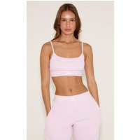 Prettylittlethings Pink Sleep Rib Tonal Elastic Bralette | PrettyLittleThing US