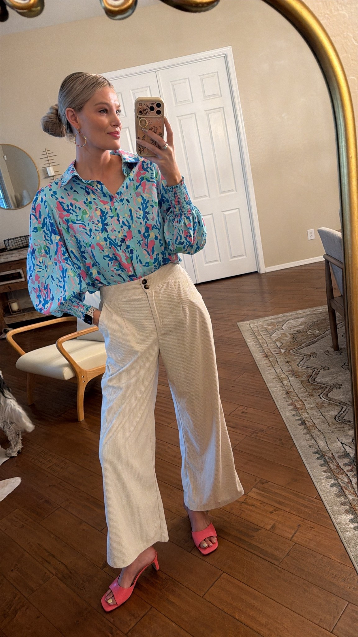 Bright patterned blouse & corduroy wide leg pants perfect for spring! 💞

#LTKootd #LTKdayinmylife #LTKgrwm