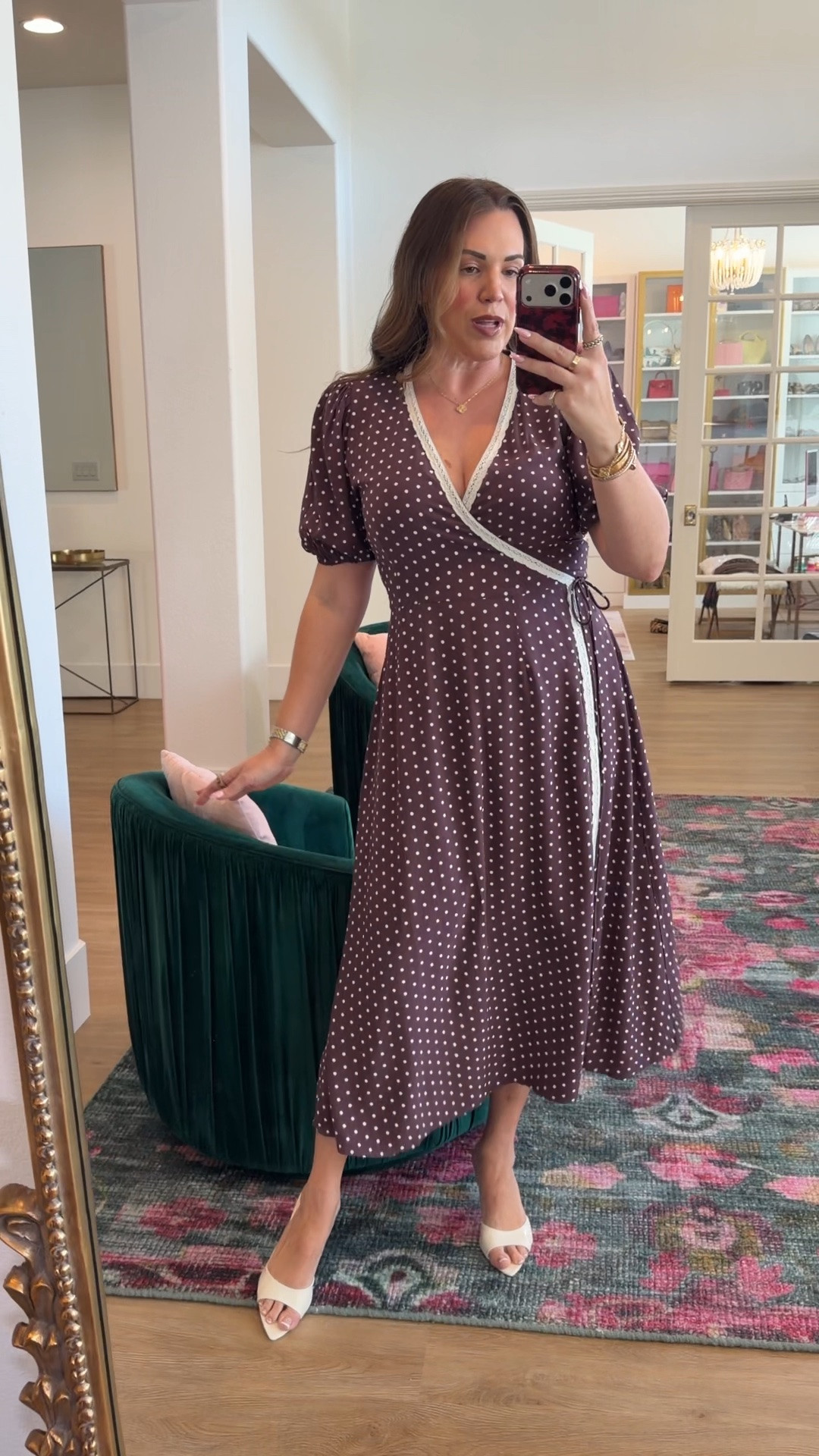 curvy midsize burgundy polka dot maxi wrap dress! wearing size medium. perfect for fall family photos! has matching mini sizes

#LTKSeasonal #LTKMidsize #LTKSaleAlert