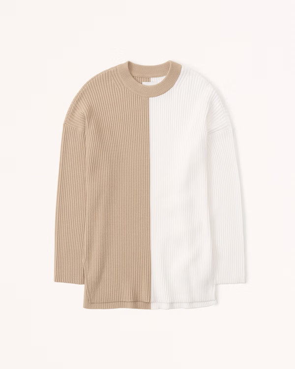 Women's LuxeLoft Oversized Spliced Crew Sweater | Women's Tops | Abercrombie.com | Abercrombie & Fitch (US)