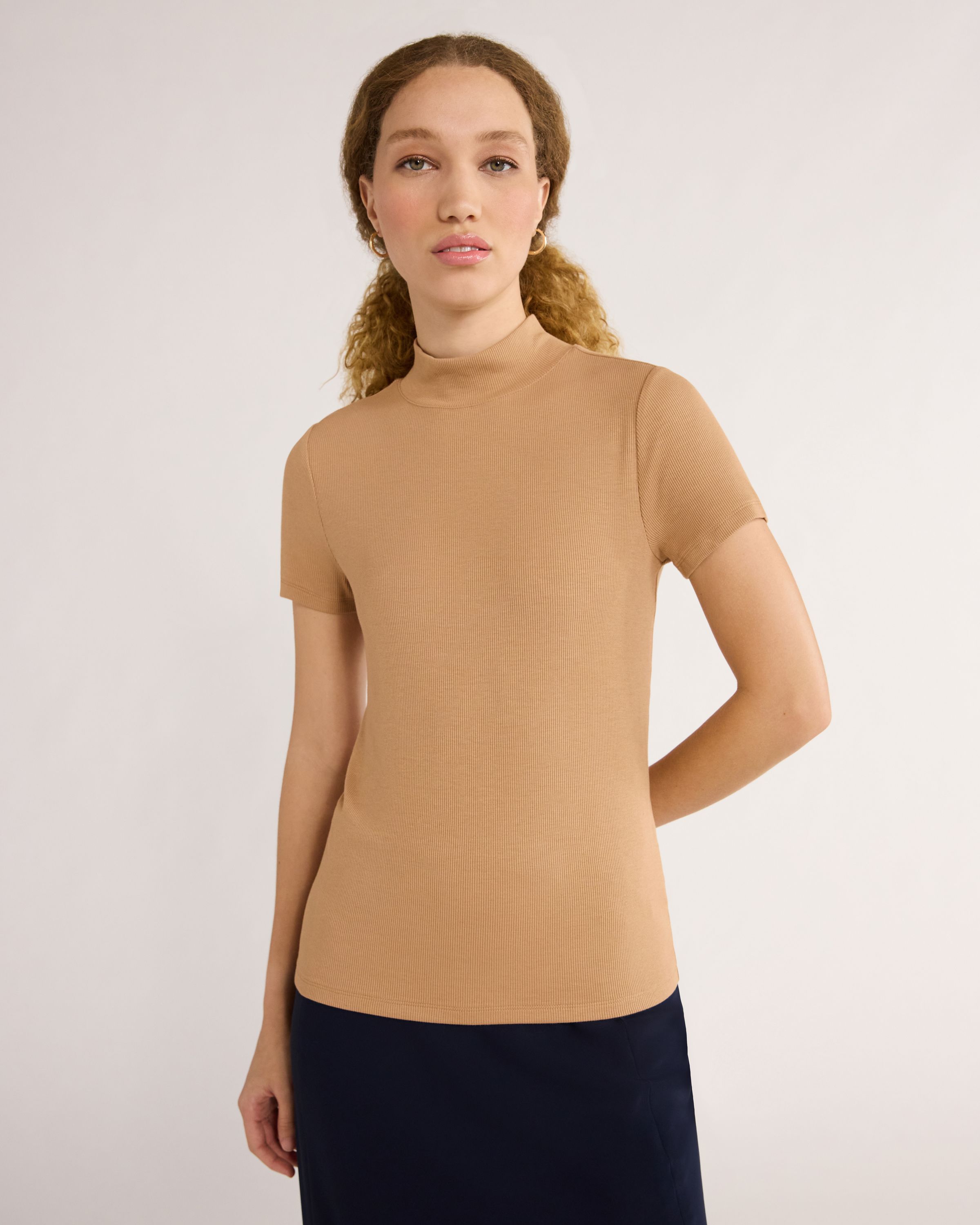 Time and Tru Women’s Mock Neck Top with Short Sleeves, Sizes S-XXXL | Walmart (US)