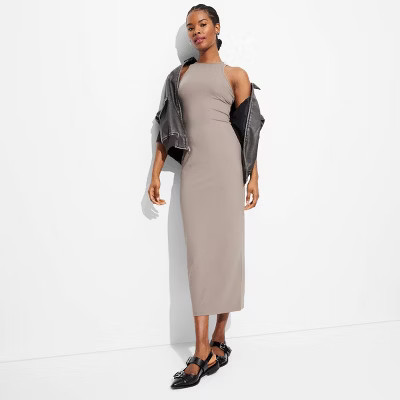 Women's ButterBliss Maxi Bodycon Dress - Wild Fable™ Light Brown XXS: Recycled Polyester, Spandex, Racerback, Pullover, Back Slit | Target