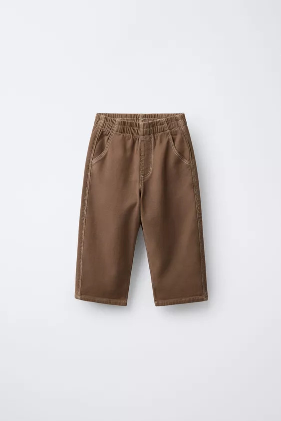 BAGGY ELASTIC TOPSTITCHED PANTS | Zara US