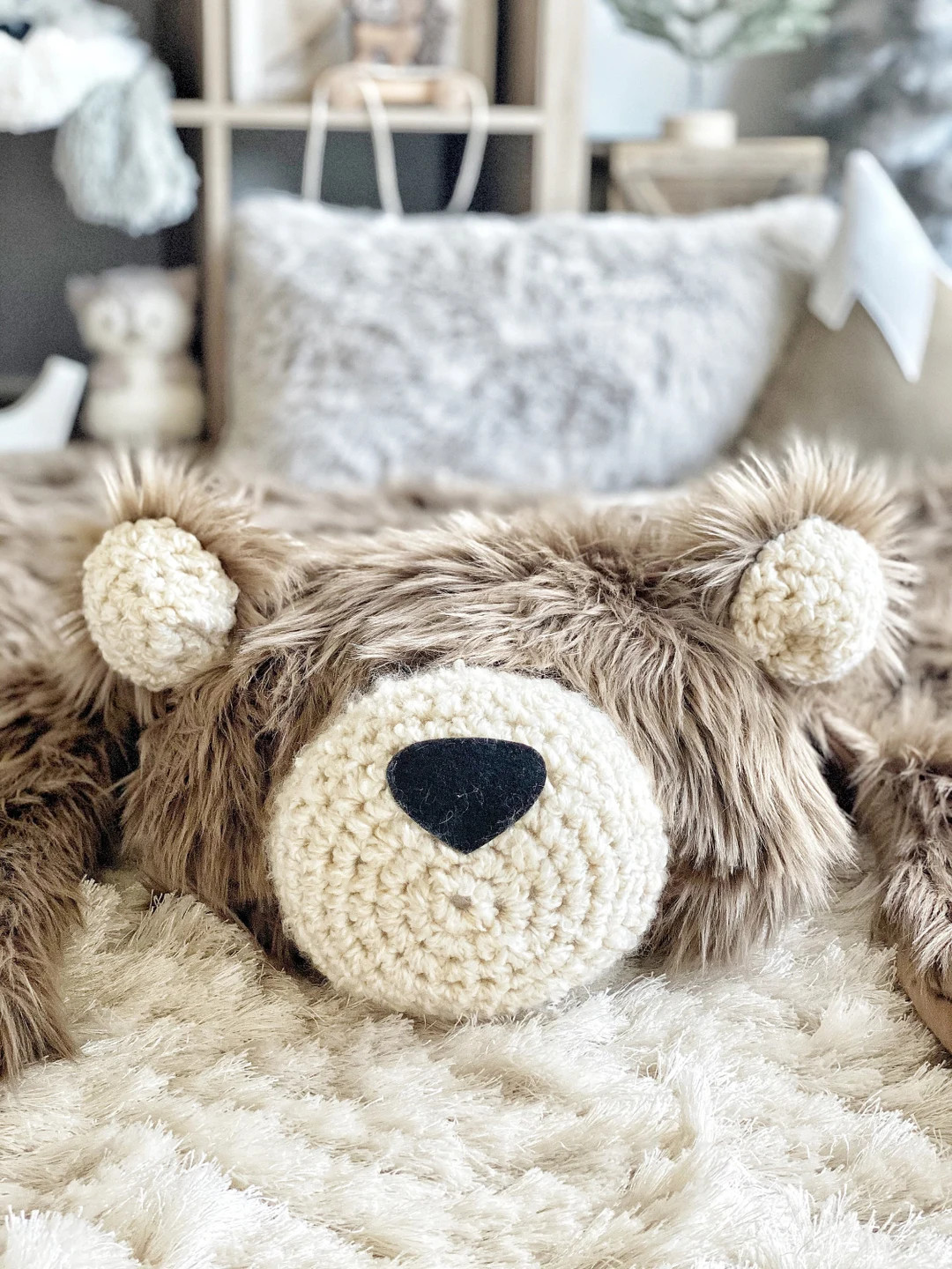 Bear Rug, Cappuccino Faux Fur, Woodland Nursery Décor - Etsy | Etsy (US)