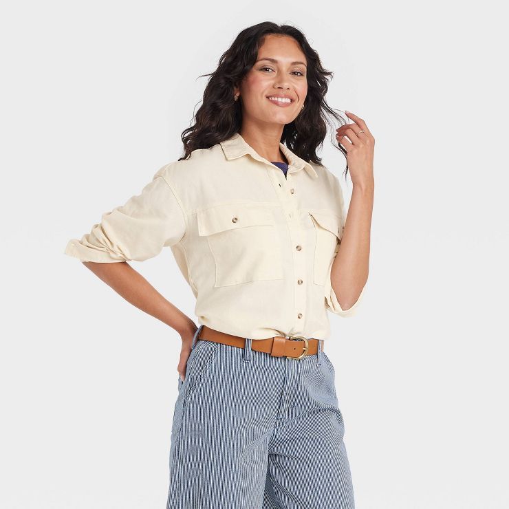 Women's Long Sleeve Oversized Utility Button-Down Shirt - Universal Thread™ | Target