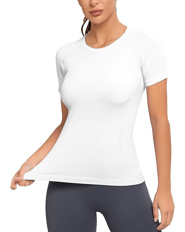 MathCat Workout Shirts for Women, Workout Tops for Women, Yoga Short Sleeve Shirts Soft Seamless ... | Amazon (US)