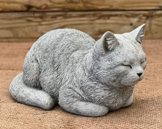 Cute Laying Kitty Resting Cat Statue Sleeping Cat Figurine Pet Memorial Stone Cat Concrete Garden | Amazon (US)