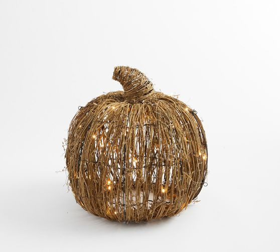 Lit Woven Pumpkin | Pottery Barn (US)