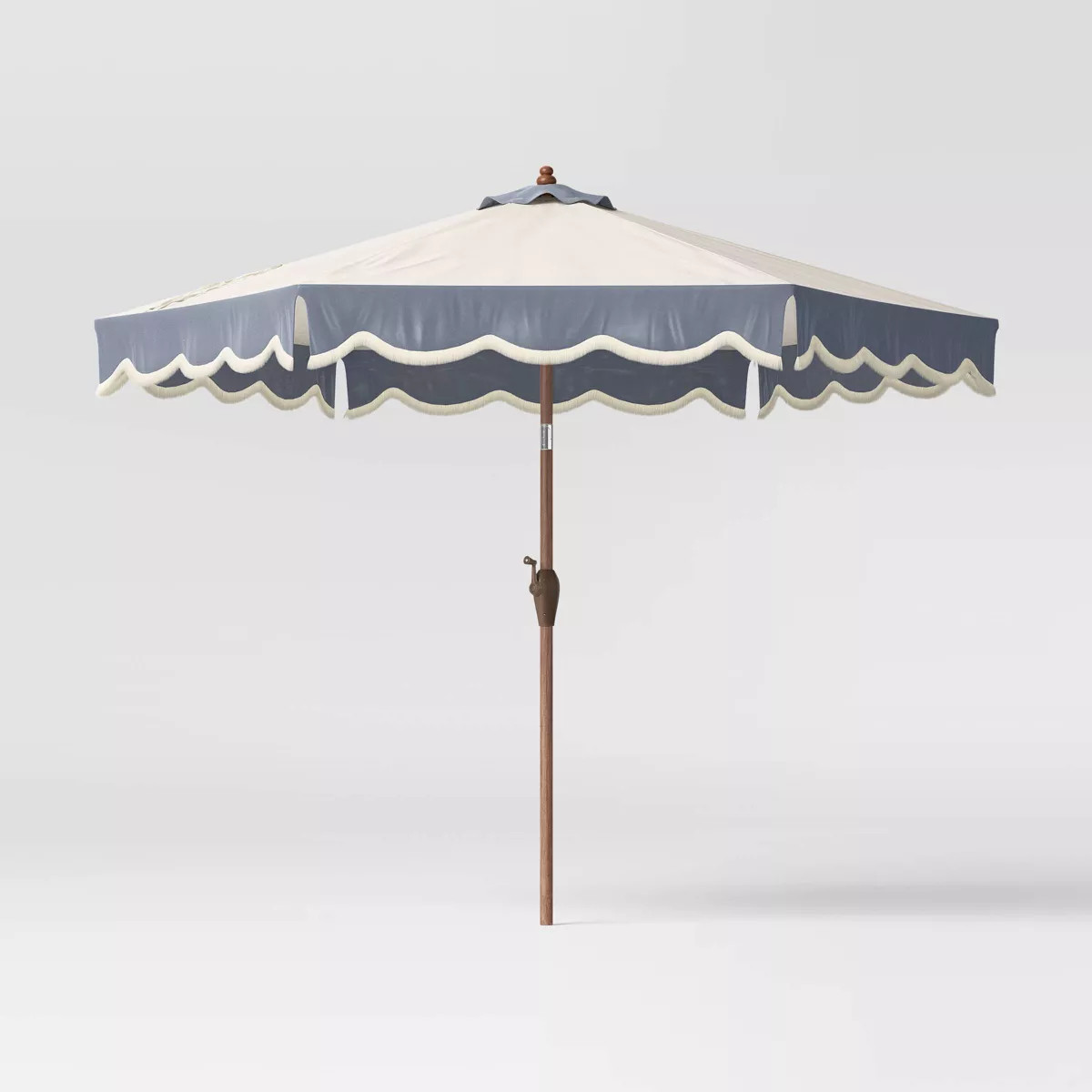 Round Scalloped Fringe Edge Outdoor Patio Market Umbrella Slate Blue - Threshold™ designed with... | Target