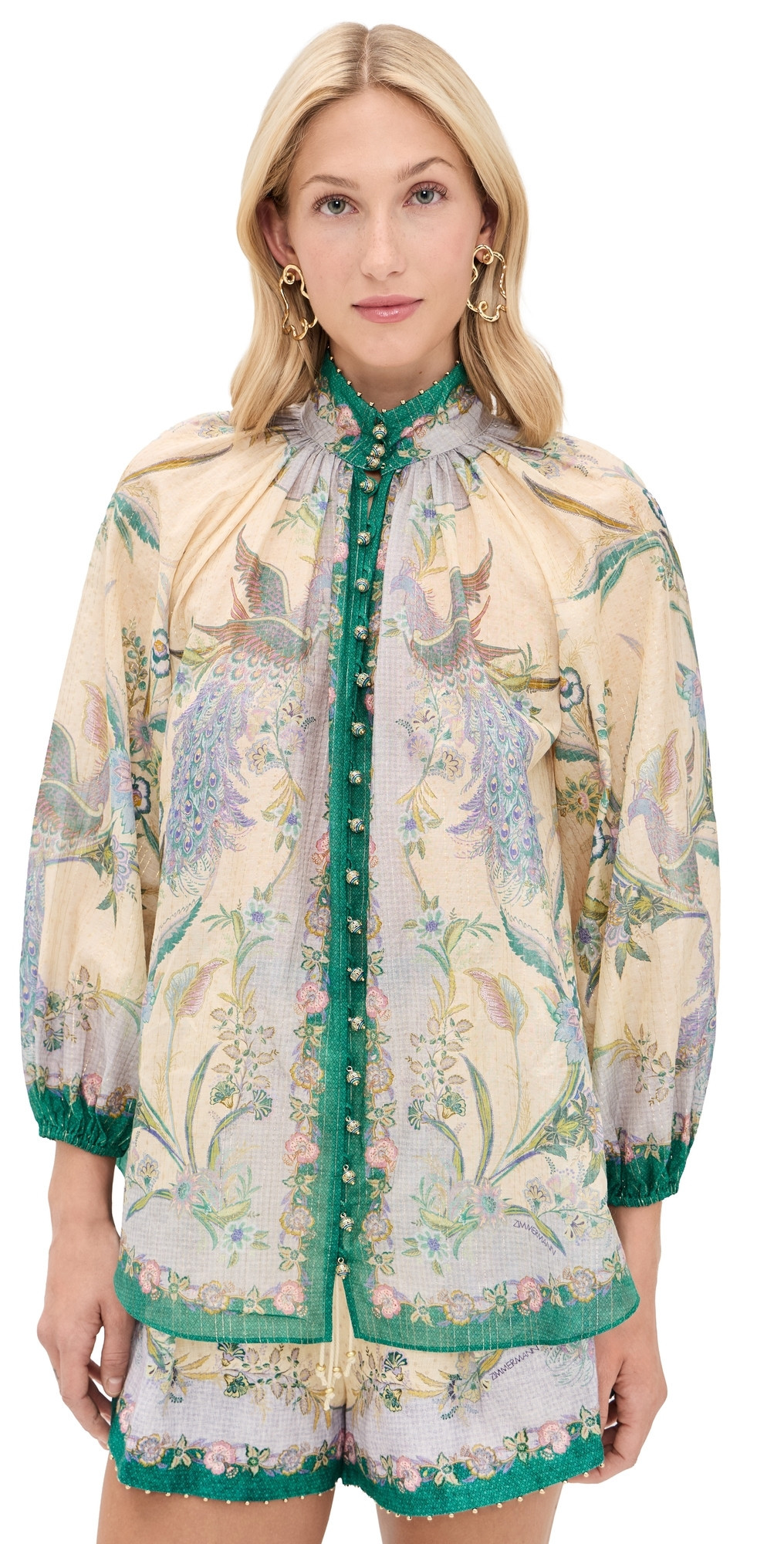 Zimmermann Indra Billow Blouse Cream Scarf Floral 3 | Shopbop
