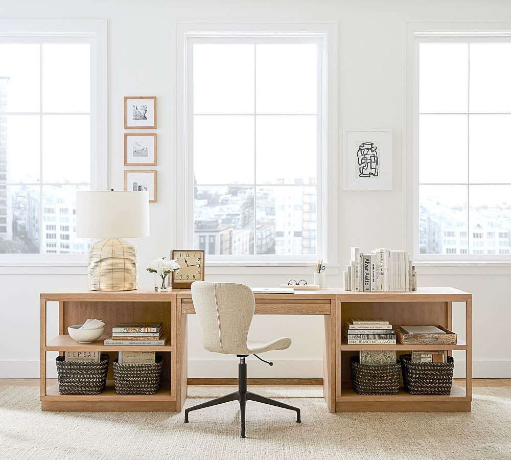 Pacific Desk with Bookcases, Fog | Pottery Barn (US)