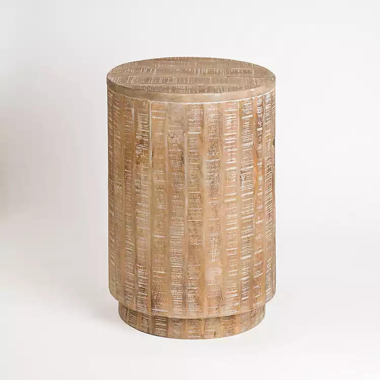 Sawmark Round Drum Accent Table | Kirklands