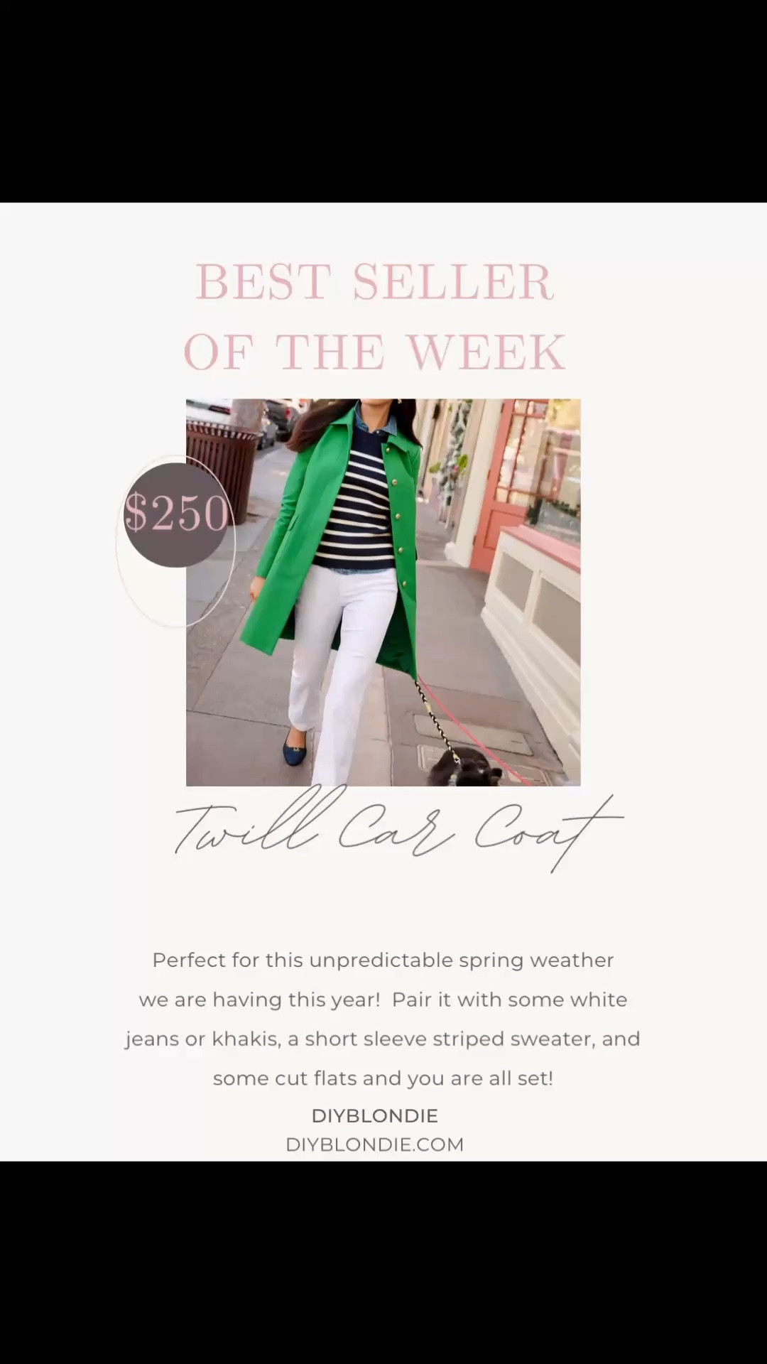 Best seller of the week for a reason 💚 This gorgeous twill car coat is that perfect polished layer that instantly makes any outfit look elevated. I love how it pairs with classic stripes and white denim for a timeless, preppy look—but you could just as easily throw it over a dress or even athleisure and still look put together.

Such a chic statement piece for spring and beyond ✨ Linked for you in my LTK!

#LTKMidsize #LTKOver40 #LTKSeasonal