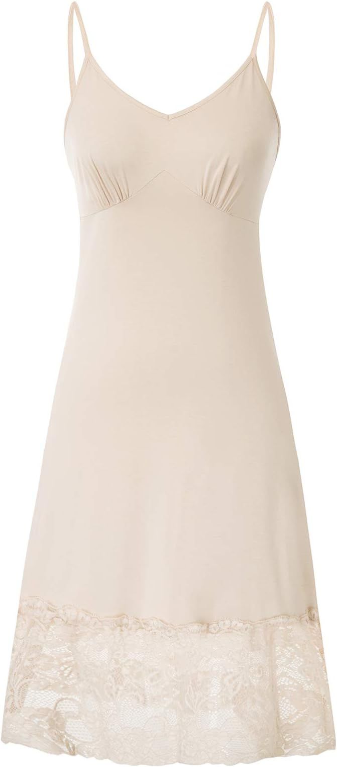 Lace Full Slips for Women Under Dresses Adjustable Spaghetti Strap Cami Dress | Amazon (US)