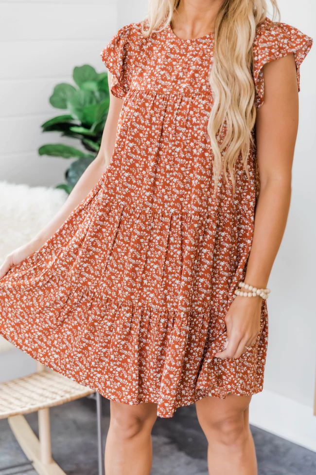Complete My Heart Rust Floral Dress SALE | The Pink Lily Boutique
