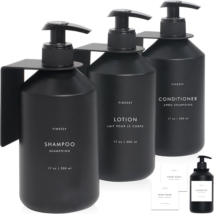 No Drill Wall Mount Shampoo and Conditioner Dispenser for Shower Gel Body Wash Soap Bottle Contai... | Amazon (US)