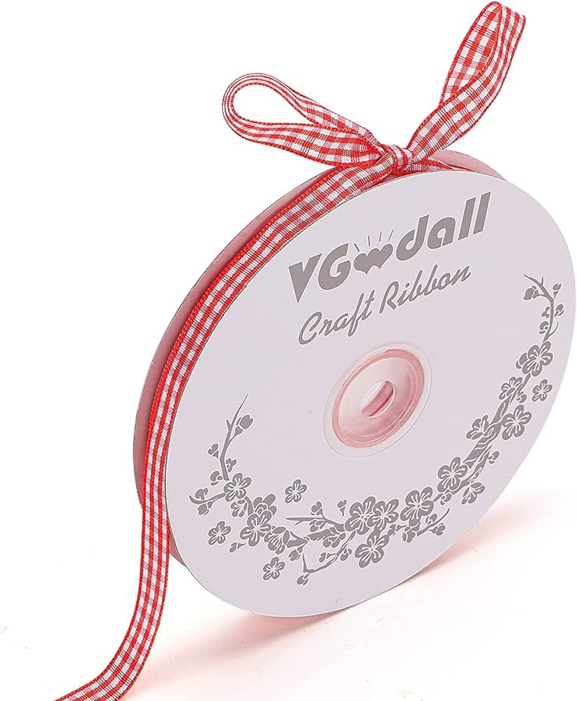 VGOODALL Red Gingham Ribbon, 3/8" x 50Yd Red and White Thin Crafts Ribbon Buffalo Checker Ribbons... | Amazon (US)