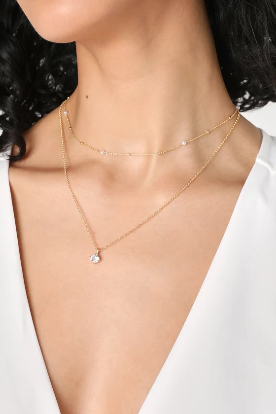 Glam Darling 14KT Gold Rhinestone Layered Necklace | Lulus (US)