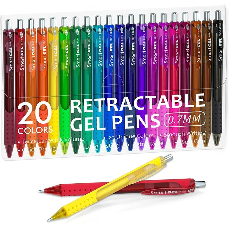 Colored Gel Pens, Shuttle Art 20 Colors Retractable with Grip, Medium Point (0.7mm) Smooth Writin... | Walmart (US)