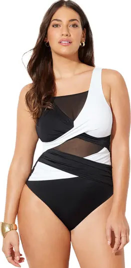 Mesh Colorblock Wrap One Piece Swimsuit | Nordstrom