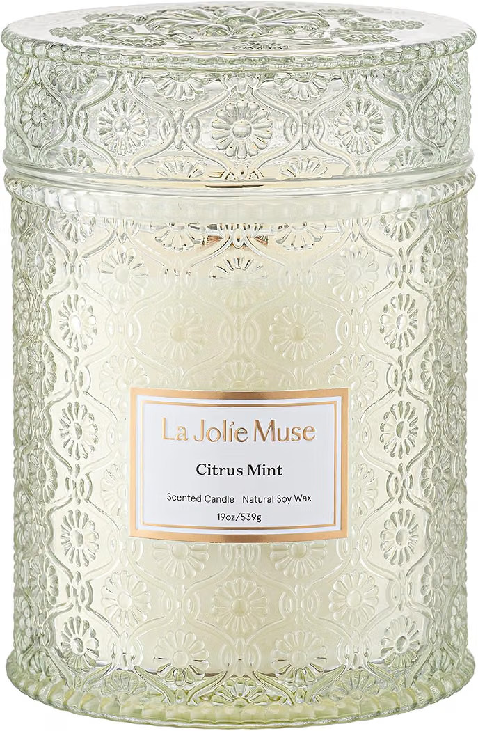 LA JOLIE MUSE Citrus Mint Candle - Bergamot, Yuzu, Mint | 19 oz Large Wooden Wick Candle | Natura... | Amazon (US)