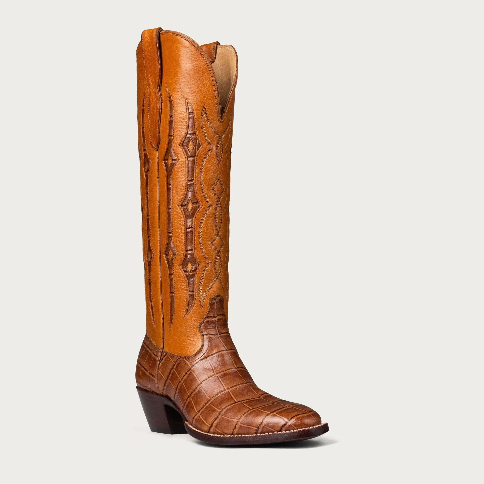 The Austin Boot in Honey and Cognac Croc | CITY Boots