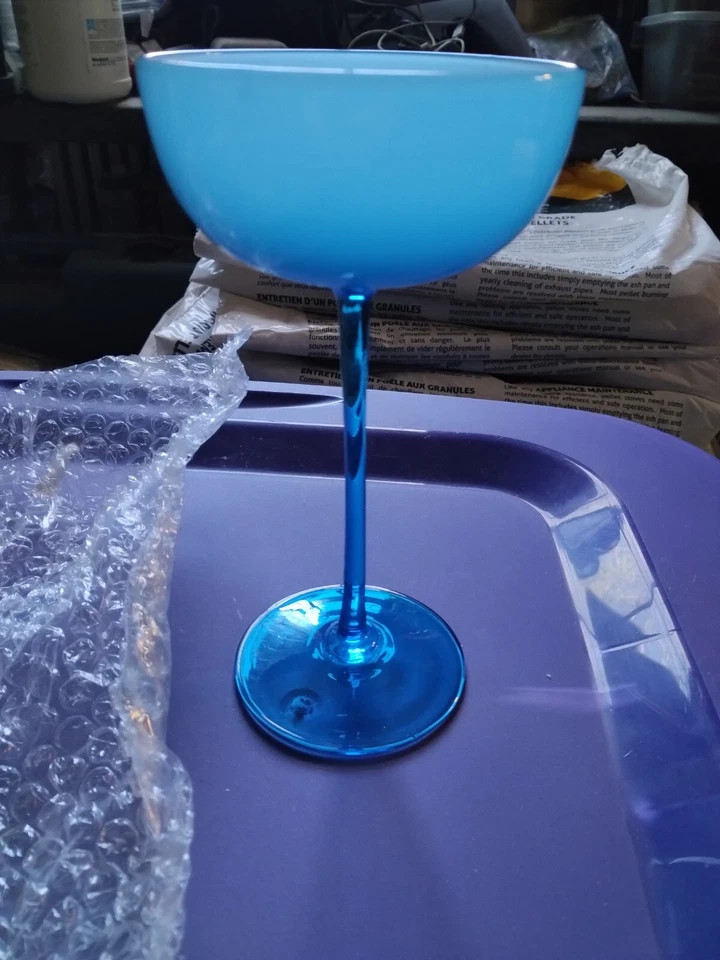 CARLO MORETTI White Cased Cerulean Champagne Glass Blue Glass (4)  | eBay | eBay US