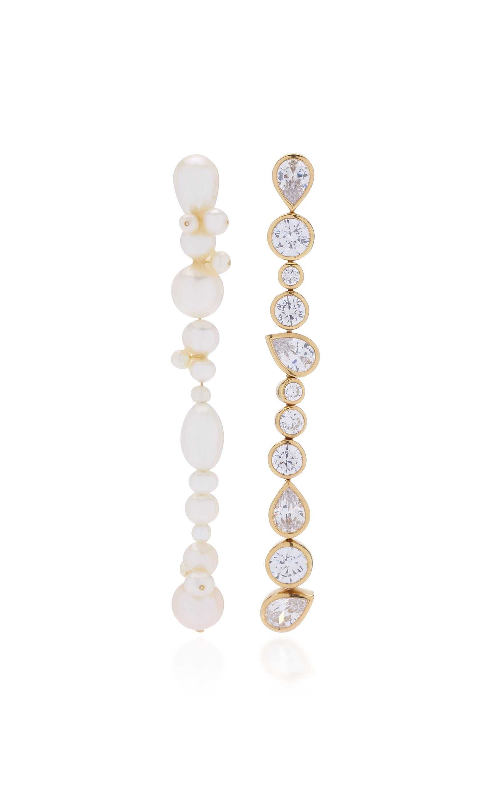 14K Gold-Plated Crystal, Pearl Earrings | Moda Operandi (Global)