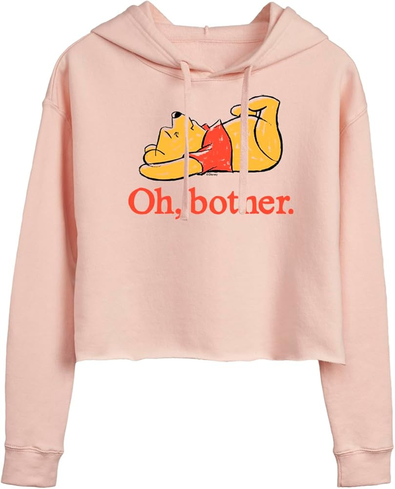 Disney - Winnie the Pooh - Oh, Bother - Sketch - Juniors Cropped Pullover Hoodie - Size Medium Bl... | Amazon (US)