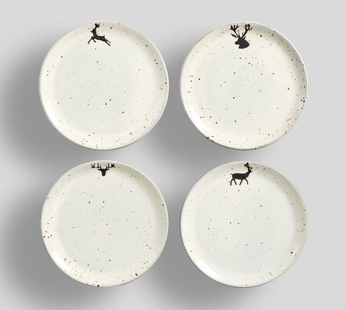 Rustic Reindeer Terra Cotta Salad Plates - Set of 4 | Pottery Barn (US)