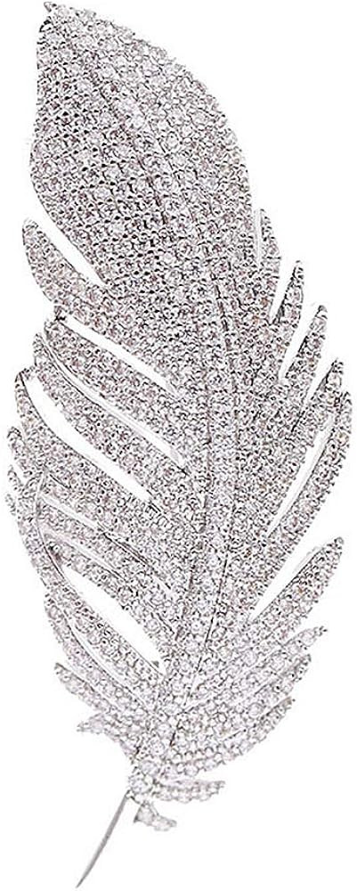 Rhinestone Feather Brooches Pin for Women Men Fashion Crystal Delicate Leaf Brooch Lapel Pins Ele... | Amazon (US)