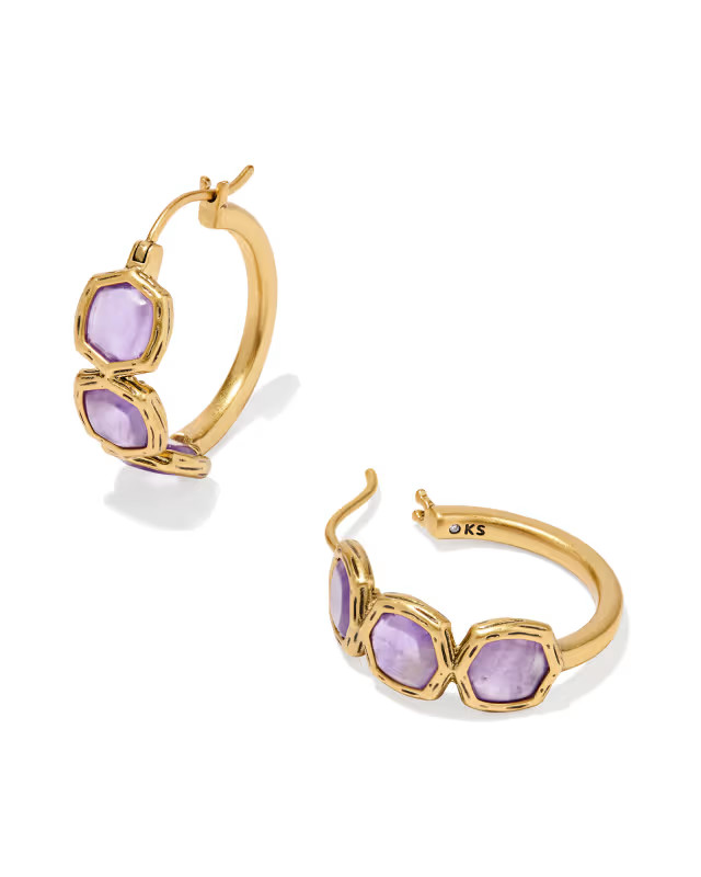 Maura Vintage Gold Hoop Earrings in Dark Purple Amethyst | Kendra Scott | Kendra Scott
