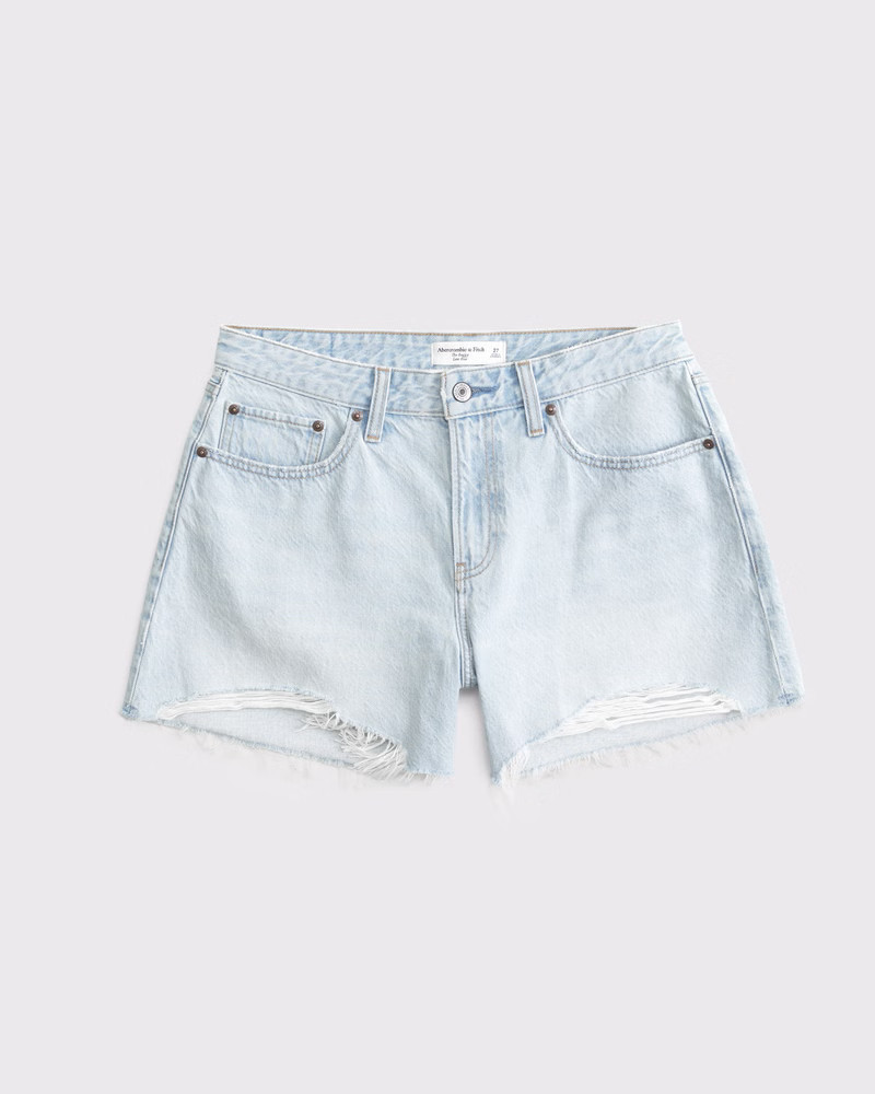 Abercrombie & Fitch Women's Curve Love Low Rise Baggy Short in Light Destroy - Size 36 | Abercrombie & Fitch (US)