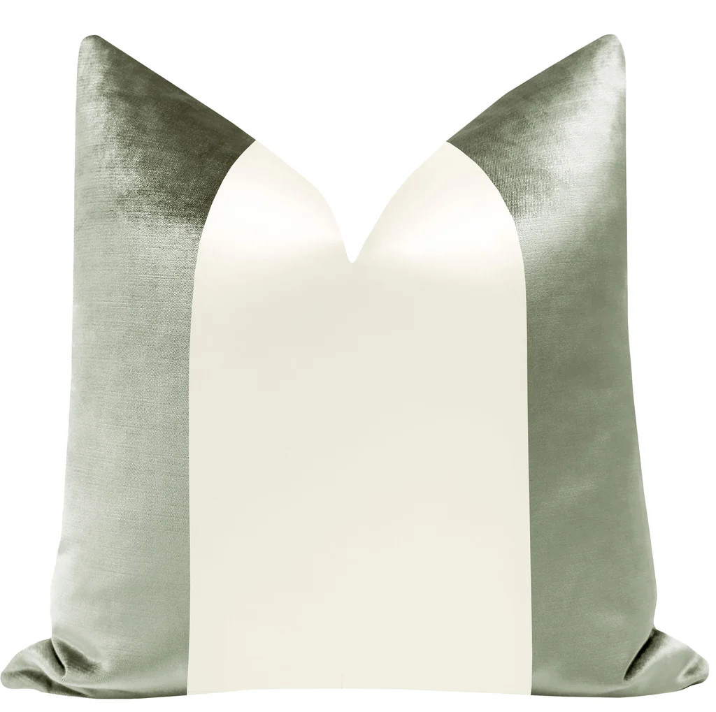 PANEL COLORBLOCK :: FAUX SILK VELVET // PISTACHIO + ALABASTER SILK | LITTLE DESIGN COMPANY