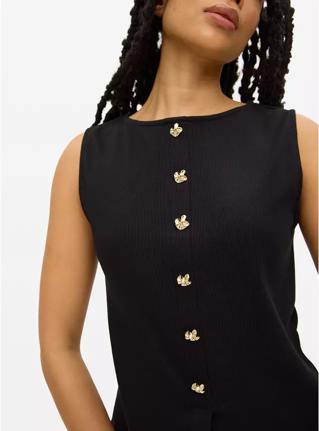 Buy Black Button Boat Neck Sleeveless Top 18 | Camisoles and vests | Argos | argos.co.uk