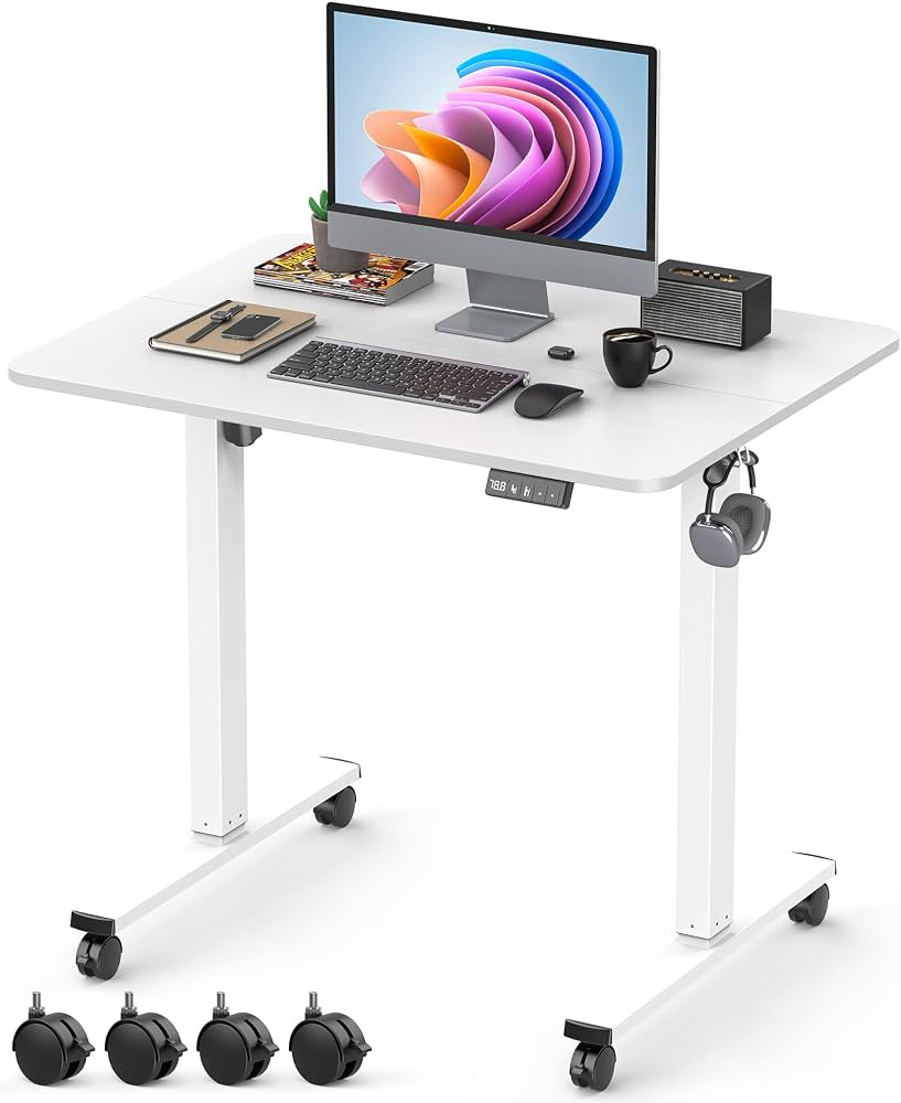 32" Small Rolling Electric Standing Desk Adjustable Height for Home Office | Amazon (US)
