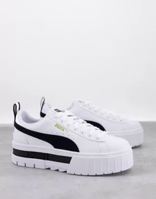 PUMA Mayze platform sneakers in white and black | ASOS (Global)