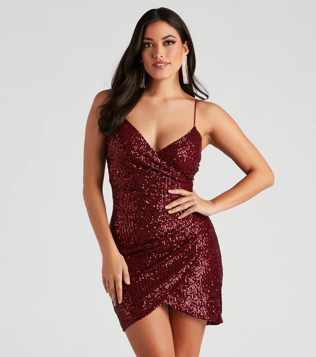 Felicity Sequin Wrap Party Dress | Windsor Stores