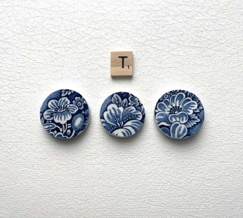 Handcrafted Blue Floral China Cabochons: Staffordshire Ironstone Jewelry Mosaic Pieces - Etsy | Etsy (US)
