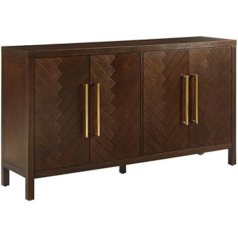 Pemberly Row 4-Door Contemporary Wood Sideboard in Dark Brown | Amazon (US)