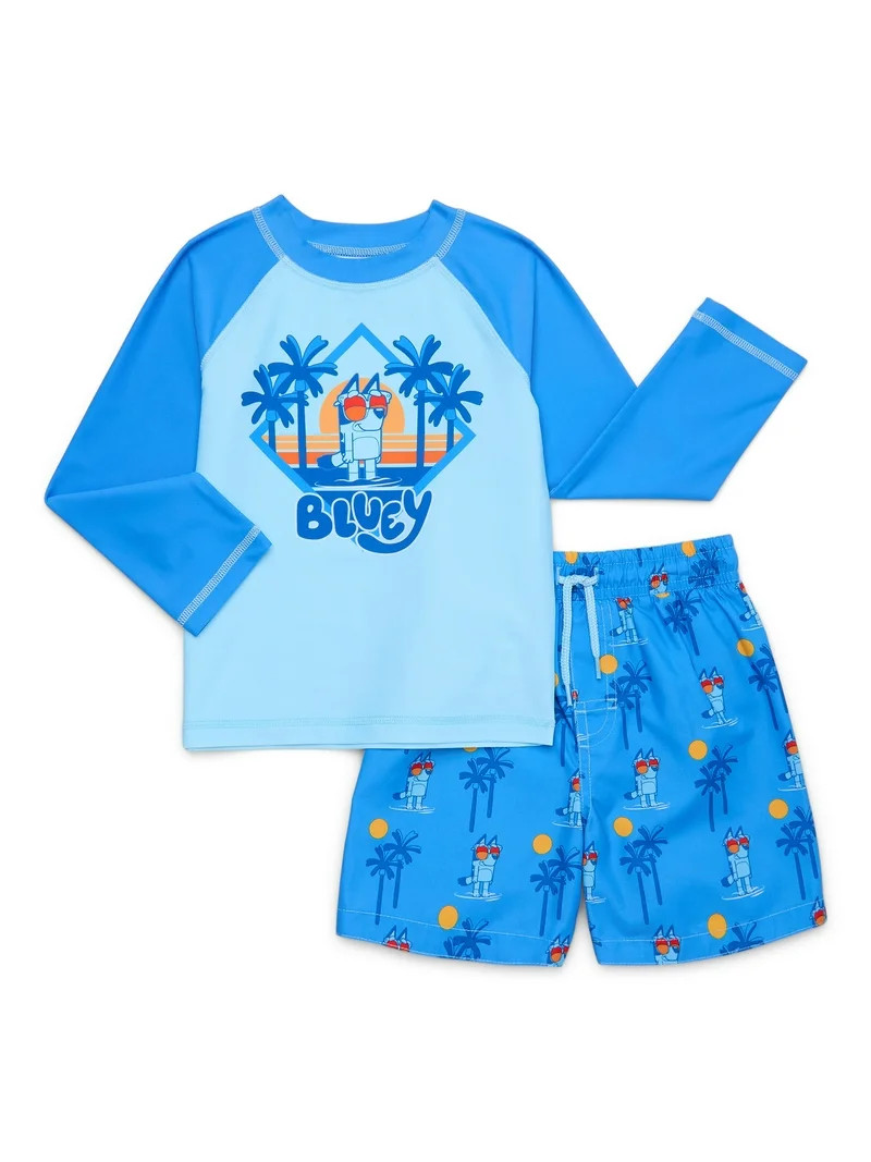 Character Toddler Boy Long- Sleeve Rash Guard and Swim Trunk Set, 2-Piece, Sizes 12M-5T | Walmart (US)