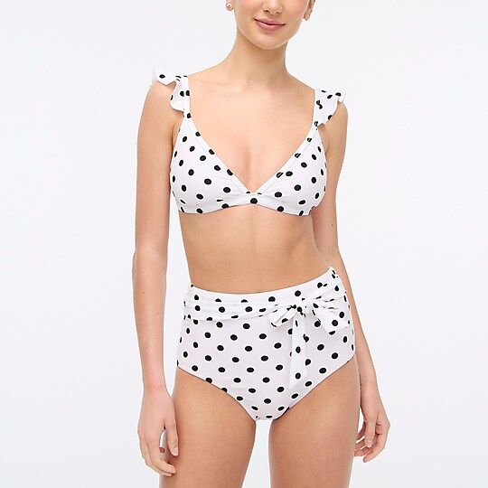 Polka-dot high-waisted belted bikini bottom | J.Crew Factory