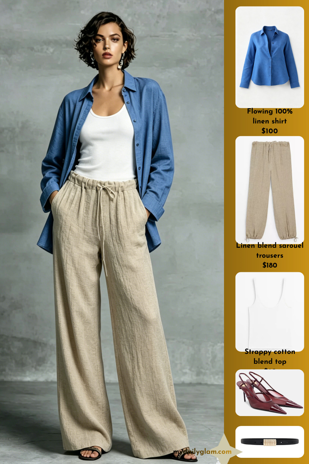 Effortless Casual Linen Outfit | Oversized Blue Shirt + Beige Drawstring Wide Leg Linen Pants
#LinenOutfit
#CasualEverydayStyle
#WideLegLinenPants 

 #LTKootd #LTKOver40 #LTKWorkwear