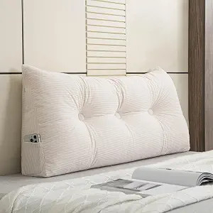 Dorm Triangular Headboard Bolster Pillow Cream White Wedge Headboard Twin Body Pillow Large Back ... | Amazon (US)