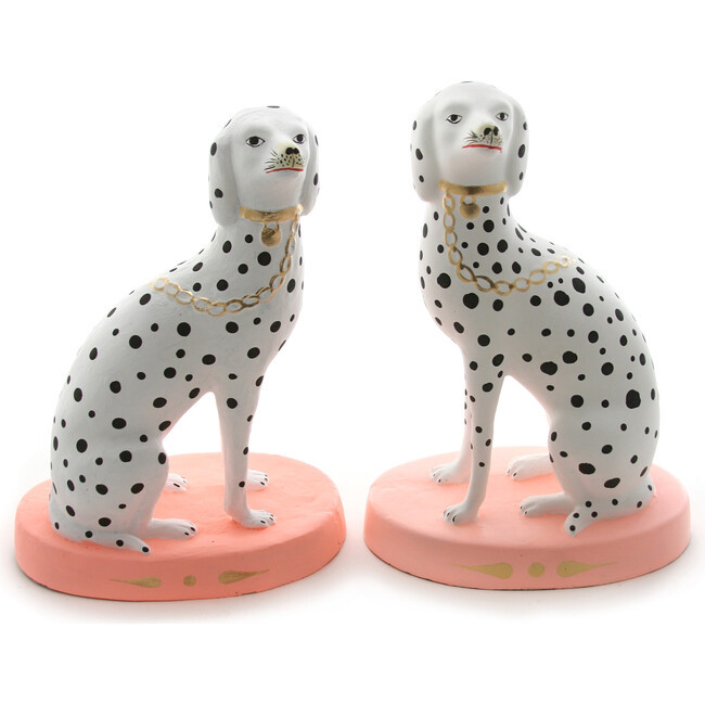 Set of 2 Spotted Dalmatian Accents, Neon Coral | Maisonette