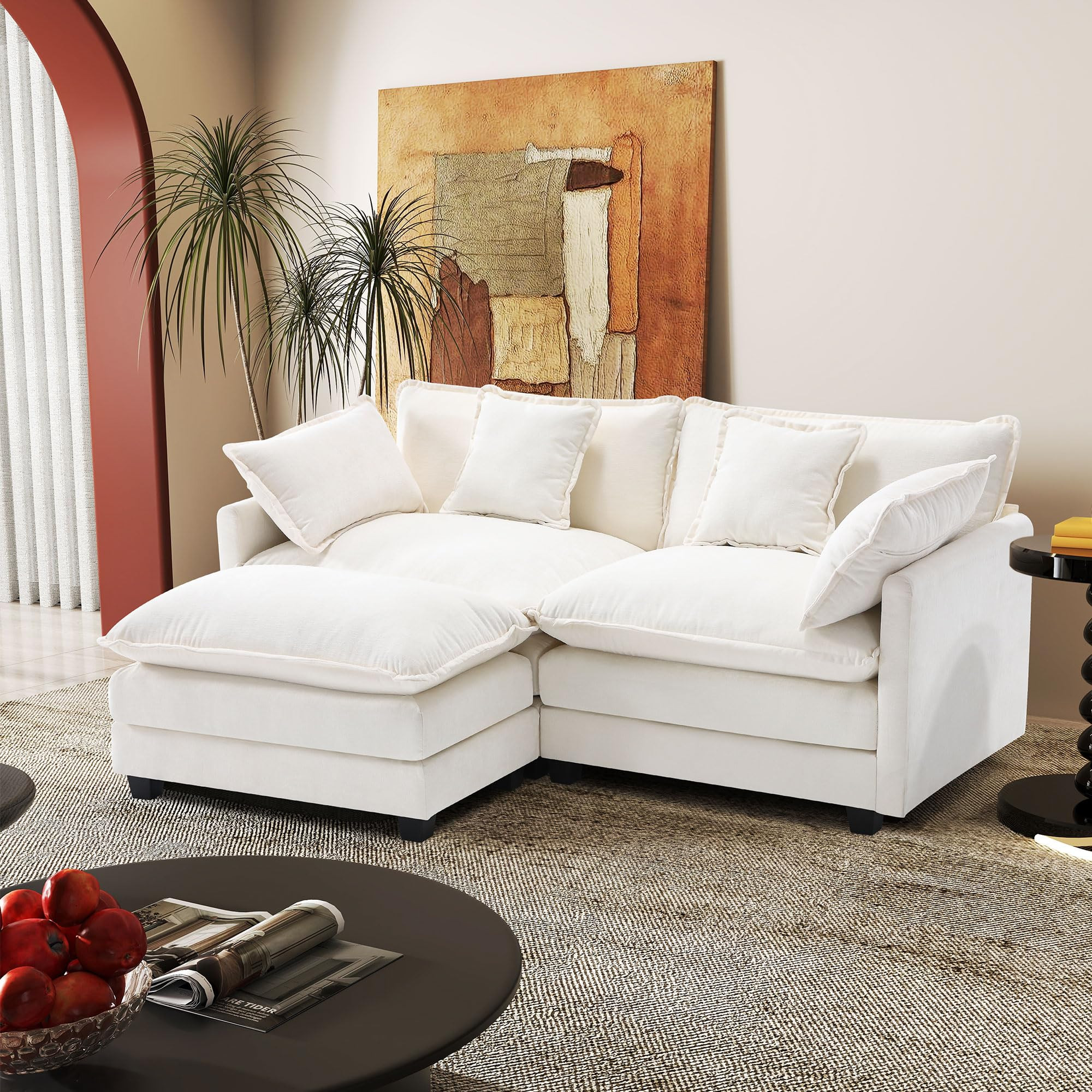 77.6" Modular Sectional Sofa,Loveseat Couch for Living Room, Modern Deep Seat Sofa 2 Seater Cheni... | Amazon (US)